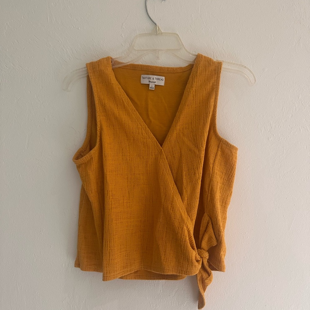 Madewell Yellow Wrap Top
